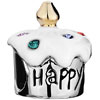 22K Gold Plated Happy B Day Colorful Crystal Diamond Accent Birthday Cake Beads Charms Bracelets