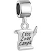 Sheet With "Live Love Laugh" And Quill Dangle Silver Plated Bead...