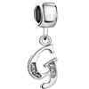 Simple Letter G With April Birthstone Clear Dangle European Beads