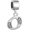 Simple Letter O With April Birthstone Clear Dangle European Beads