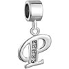 Simple Letter P With April Birthstone Clear Dangle European Beads