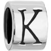 Round With  Letter K  Silver Plated Beads Charms Bracelets