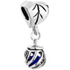 Heart Dangle Hollow Lantern Containing September Birthstone Sapphire Crystal Beads Charms Bracelets