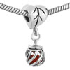 Jul Birthstone Light Red Crystal Heart Dangle Hollow Lantern Containing Bead Charm