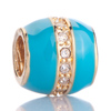 22K Aquamarine Blue Clear White Crystal Gold Plated Beads Charms Bracelets