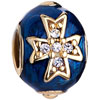 22K Clear White Crystal Sapphire Blue Drip Gum Cross Easter Faberge Egg Gold Plated Beads Charms Bracelets