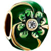 Pugster 22k Gold Plated Green Drip Gum Four Leaf Clover Clear White Crystal Easter Faberge Egg Bead Charm