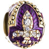 22K Purple Drip Gum Fleur De Lis Clear White Crystal Easter Faberge Egg Go...