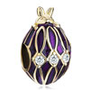 22K Indigo Drip Gum Golden Rabbit Clear White Crystal Easter Faberge Egg Gold Plated Beads Charms Bracelets