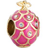22K Hot Pink Drip Gum Peace Dove Clear White Crystal Easter Faberge Egg Gold Plated Beads Charms Bracelets