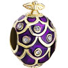 22 K Golden Amethyst Purple Drip Gum Bird Clear Crystal Faberge Egg Fit Al...