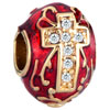 22K Garnet Red Drip Gum Golden Cross Clear White Crystal Easter Faberge Egg Gold Plated Beads Charms Bracelets