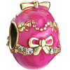 22K Clear White Crystal Deep Pink Drip Gum Golden Bowknot Easter Faberge Egg Gold Plated Beads Charms Bracelets