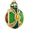 22K Peridot Green Enamel Topaz Yellow Crystal Crown Easter Faberge Egg Gold Plated Beads Charms Bracelets