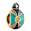 22K Crown Blue Aqua Drip Gum Topaz Yellow Crystal Easter Faberge Egg Gold Plated Beads Charms Bracelets