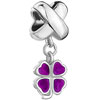 Four Leaf Clover With Purple Drip Gum Dangle European Beads All Brands Cha...