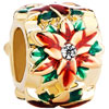 Golden Cylinder Red Green Drip Gum Christmas Flower Clear Crystal Pistil Fit All Brands Gold Plated Beads Charms Bracelets