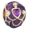 22 K Golden Amethyst Purple Crystal Clear Faberge Egg Fit All Brands Gold Plated Beads Charms Bracelets