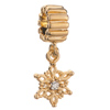 Pugster 22k Gold Plated Winter Snowflake Dangle Clear Crystal Xmas Bead Charm Fit All Brand Bracelet