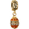 22K Gold Plated Dangle Clear White Crystal Easter Faberge Egg Beads Charms Bracelets