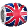 Oval Blue Red Drip England Flag Gift Fit All Brands Silver Plated Beads Ch...