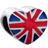 Heart Blue Red Drip England Flag Gift Fit All Brands Silver Plated Beads C...
