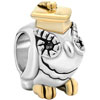 22K Graduation Owl Animal Two Tone Plated Beads Charms Bracelets