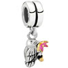 22K Gold Plated Cute Bird  Golden  Rose Pink Flower Dangle Beads  ... 