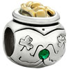 St Patricks Day 22K Golden Pot Of May Birthstone Emerald Green Crystal Two...