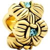 22K Mar Birthstone Aquamarine Blue Crystal Orchid Flower Gold Plated Beads...