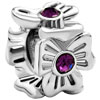 Feb Birthstone Amethyst Purple Crystal Flower Floral Silver Plated Beads C...