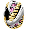 Golden Rose Pink Crystal Diamond Spacer Wheel For Two Tone Plated Beads Charms Bracelets Fit All Brands