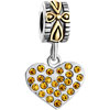Yellow Embeded Heart Gift Love Fit All Brands Dangle European Beads Charms...