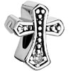 Apr Birthstone Clear White Crystal Diamond Accent Celtic Cross Silver Plat...