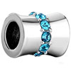Aquamarine Blue Crystal Diamond Accent Silver Beads Charms Bracelets