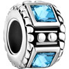 Spacer With March Birthstone Aquamarine Crystal Square Silver Plated Beads...