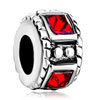 Jul Birthstone Light Red Crystal Diamond Accent Spacer Wheel Silver Plated...