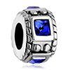Spacer With September Birthstone Sapphire Crystal Square All Brands Silver Plated Beads Charms Bracelets