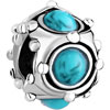 Aquamarine Blue Turquoise Embedded Detailed Clear White Crystal Silver Pla...