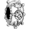 Clear Crystal April Birthstone Around Fit All Brands Silver Plated Beads Charms Bracelets