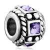 Amethyst Purple Crystal Diamond Accent Wheel Spacer Silver Plated Beads Charms Bracelets