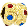 22K Garnet Red Sapphire Blue Crystal Diamond Accent Gold Plated Beads Char...