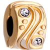 22K Gold Plated Clear White Crystal Waterline Clip Lock Stopper Beads Charms Bracelets