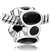 Black Crystal Floral Silver Plated Beads Charms Bracelets