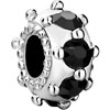 Black Crystal Around Silver Plated Beads Charms Bracelets