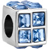 Square Pale Blue Crystal Diamond Accent All Brand Silver Plated Beads Charms Bracelets