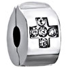 Silver Clear Crystal Cross Clip Lock Stopper Beads Charms Bracelets