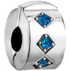 Sapphire Crystal Silver Clip Lock Stopper Beads Charms Bracelets