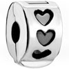 Silver Heart Circle Clip Lock Stopper Beads Charms Bracelets