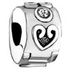 Silver Clear Crystal Heart Clip Lock Stopper Love Beads Charms Bracelets